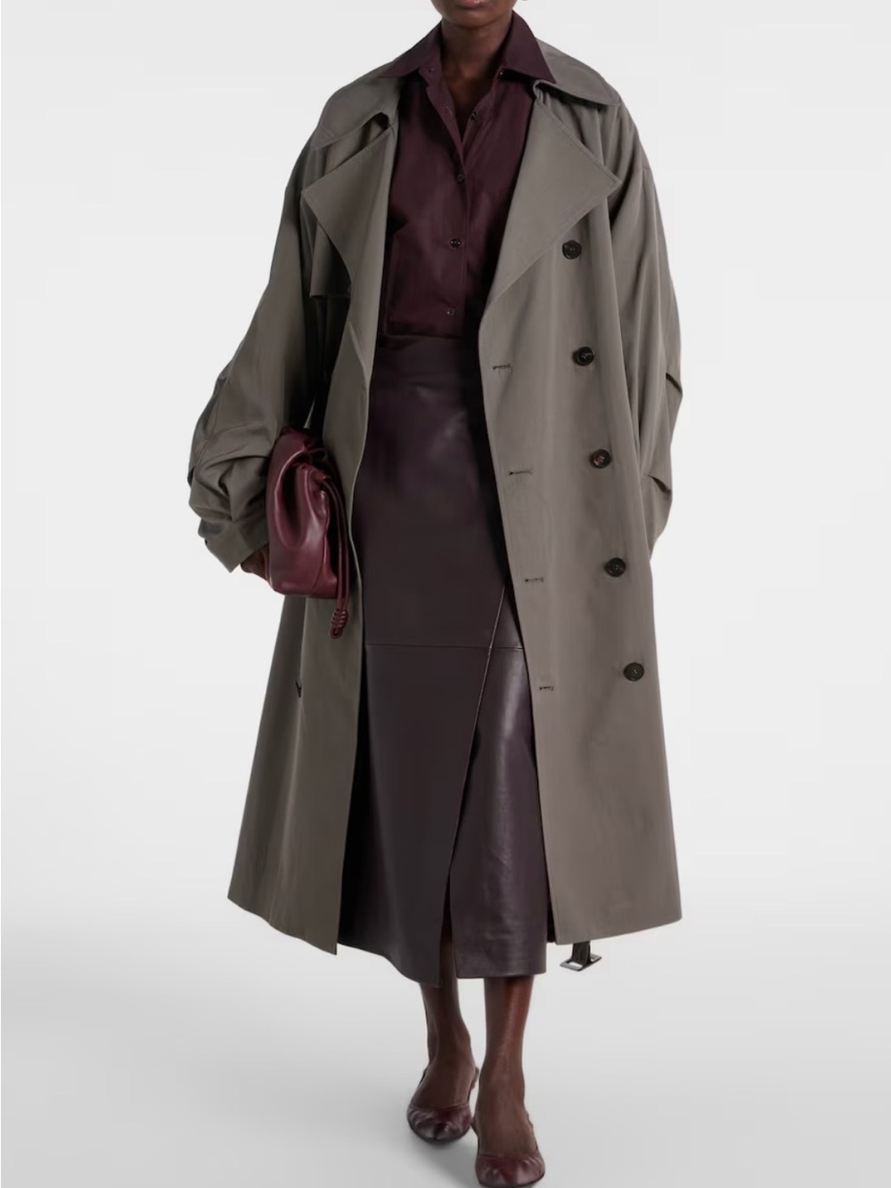 The Frankie Shop Mavis Oversized Gray Grey Trench Coat